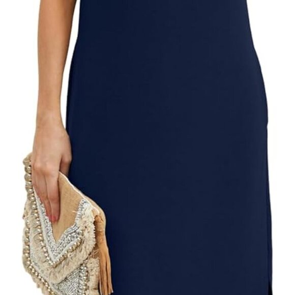 Women Maxi Dress Rayon Polyester Spandex Casual Sleeveless Pockets Summer - Picture 3 of 6